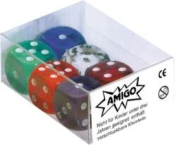 Amigo 6 Würfel 16mm Transparent 6 Verschiedene Farben