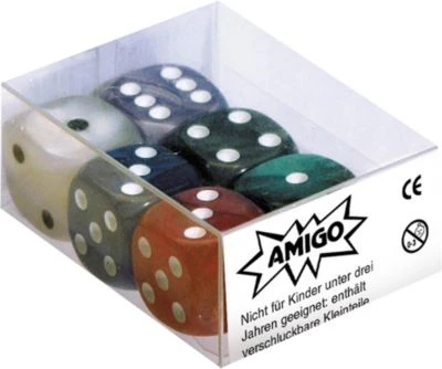 Amigo 6 Würfel 16mm Perlmutt 6 Verschiedene Farben 1 Amigo 6 Würfel 16mm Perlmutt 6 Verschiedene Farben